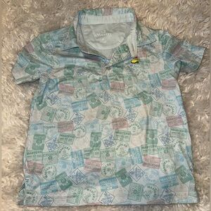 Masters Kids Polo Shirt with Stamp Pattern - Blue and Green Size 2T